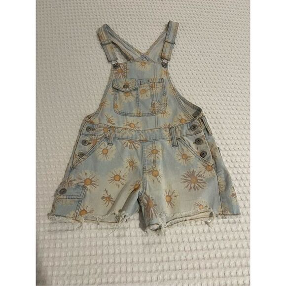 No Boundaries daisy flower floral Jean overalls size XS 1 - Picture 1 of 8